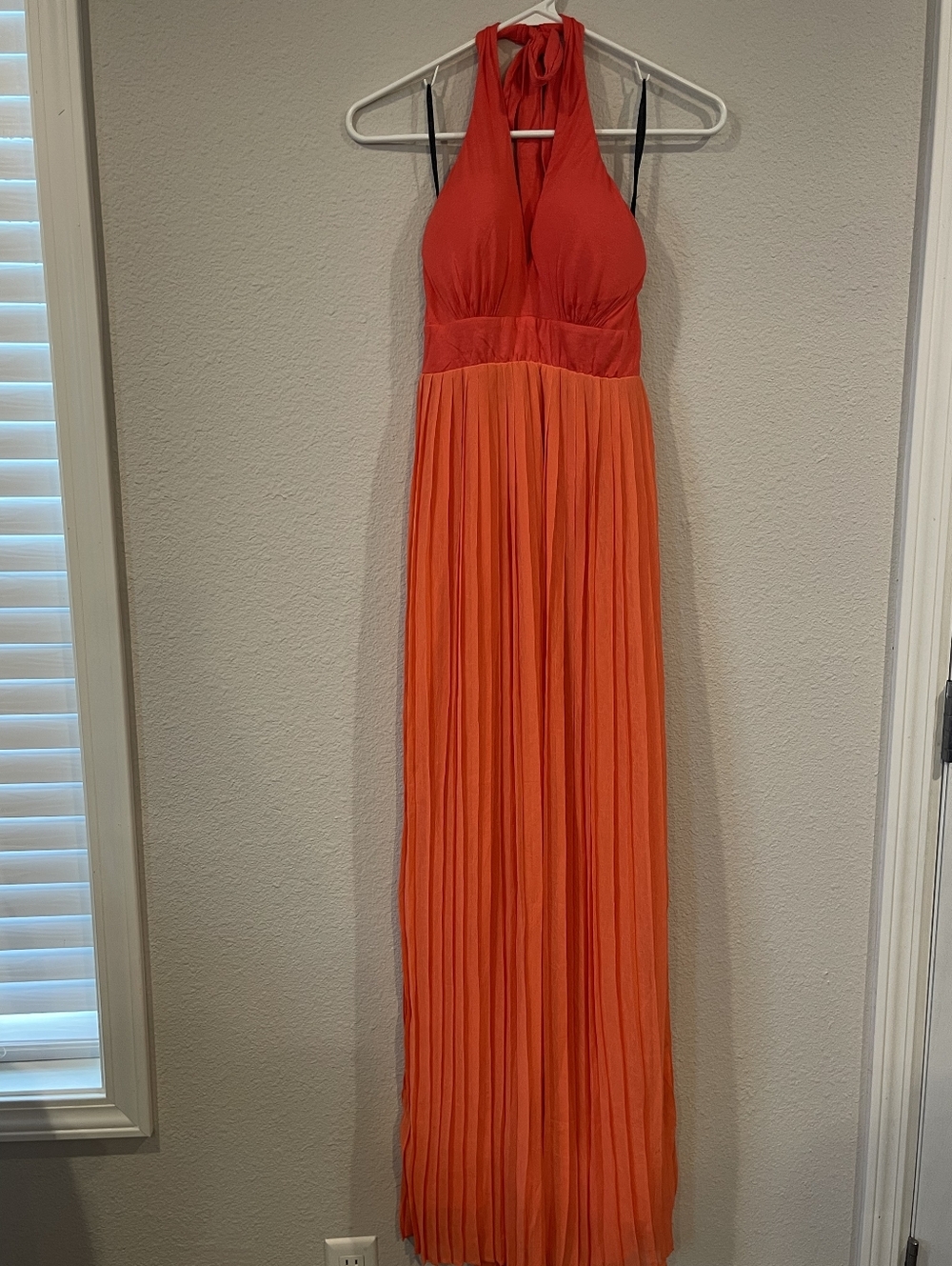 2b Bebe Vintage Y2k‎ Classic Orange Pleated Halter Babydoll Maxi Dress Size XS